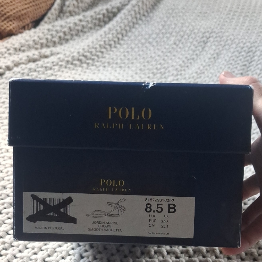 Polo by Ralph Lauren Strappy Wrap-Around Leather Sandal in Cognac - Picture 4 of 5